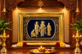 Praneer 14 x 11 Ram Darbar 3D 24K Gold Foil Relief Wall Frame