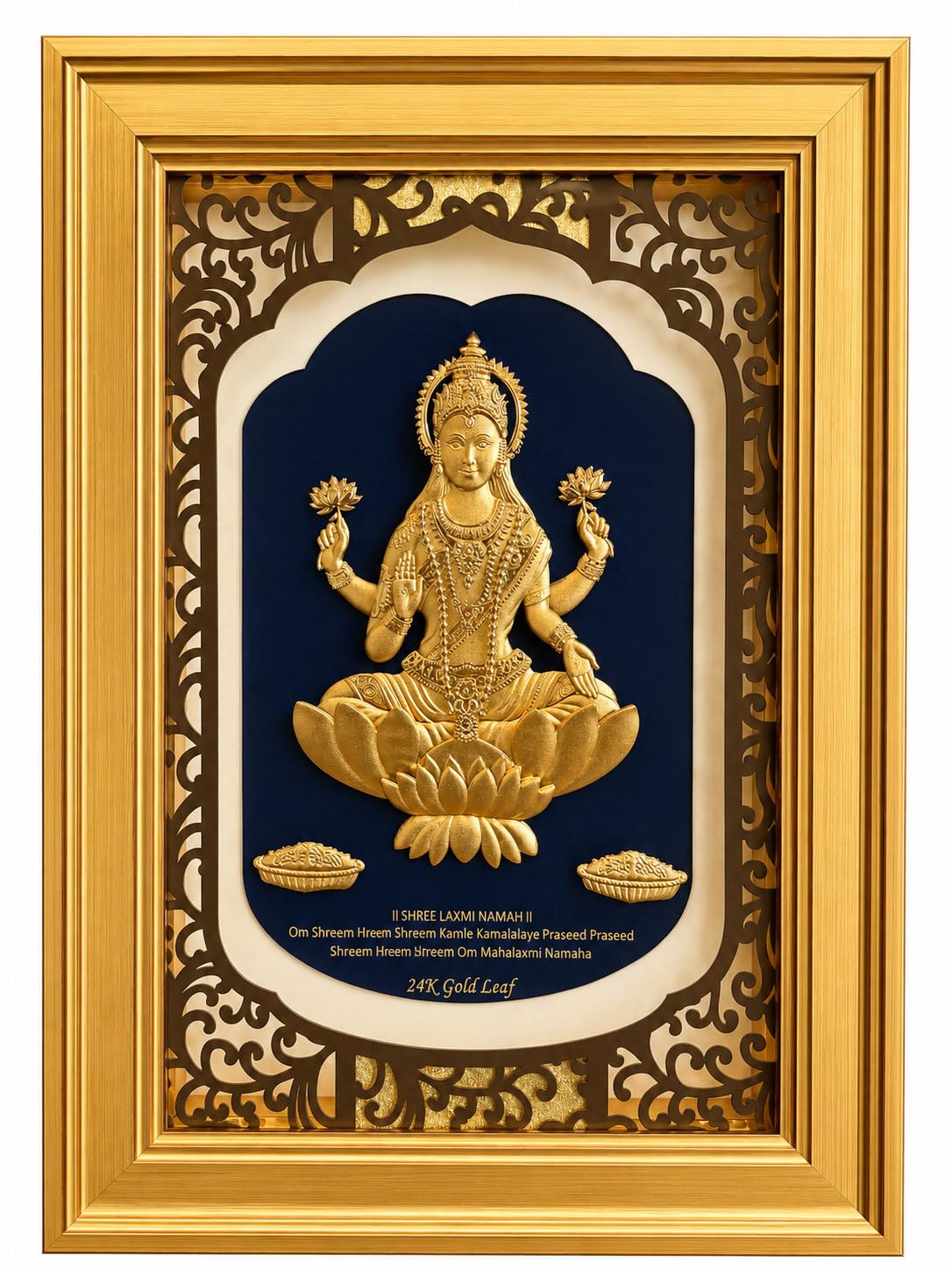14x 11 Goddess Lakshmi 24K Fine Gold Framed Wall Art
