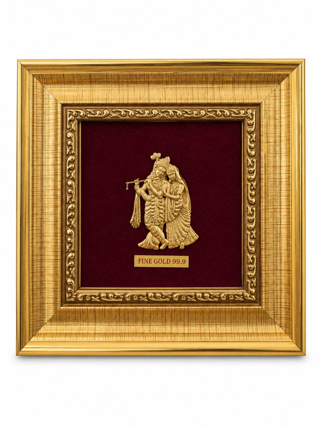 7 x 6 Radha Krishna Fine Gold 99.9 Framed Wall Art Decor