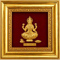 5 x 5 Goddess Lakshmi 24K Fine Gold Framed Wall Art, Red Velvet