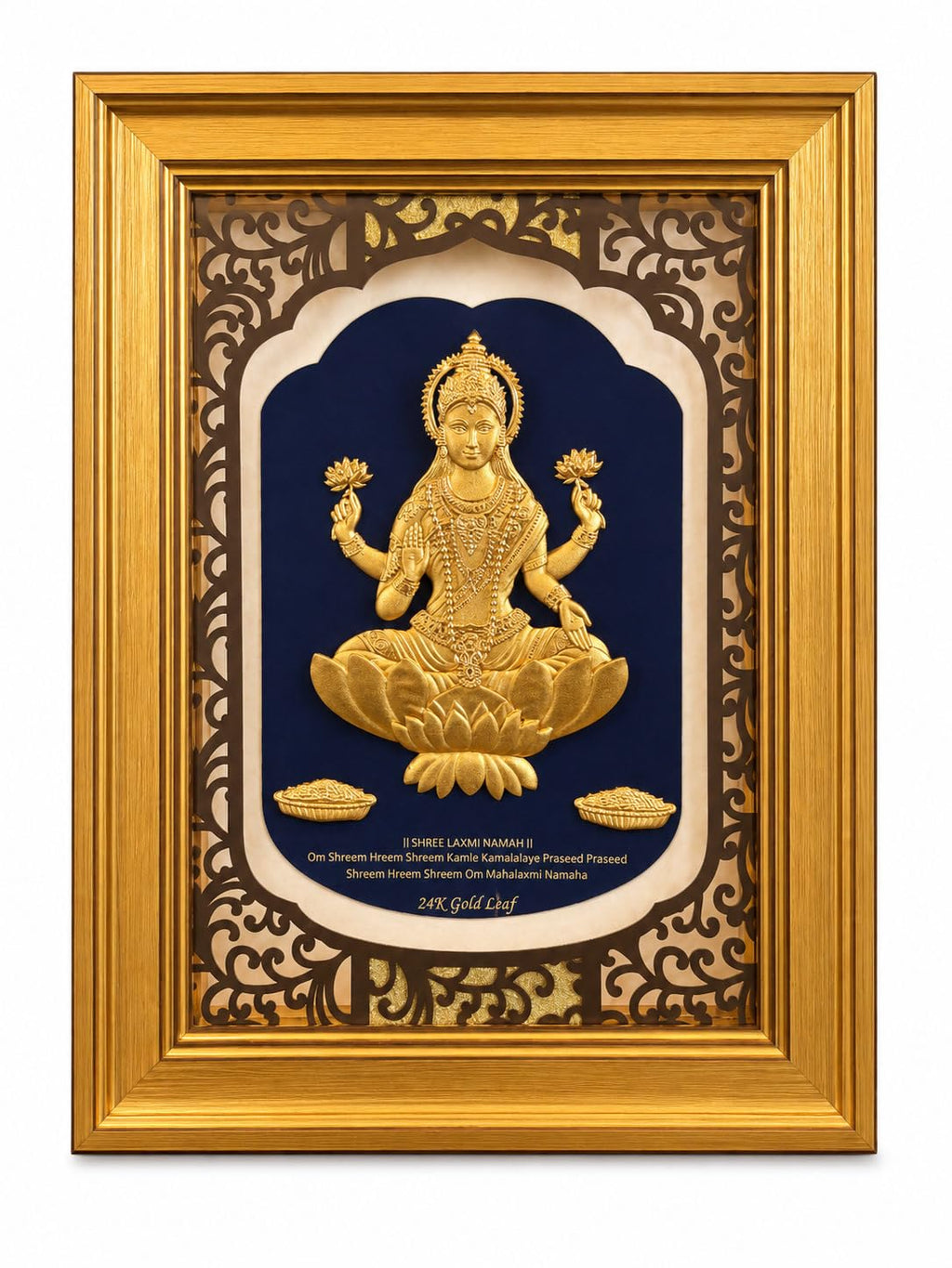 14x 11 Goddess Lakshmi 24K Fine Gold Framed Wall Art