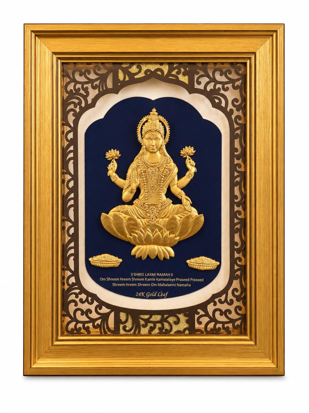 14x 11 Goddess Lakshmi 24K Fine Gold Framed Wall Art