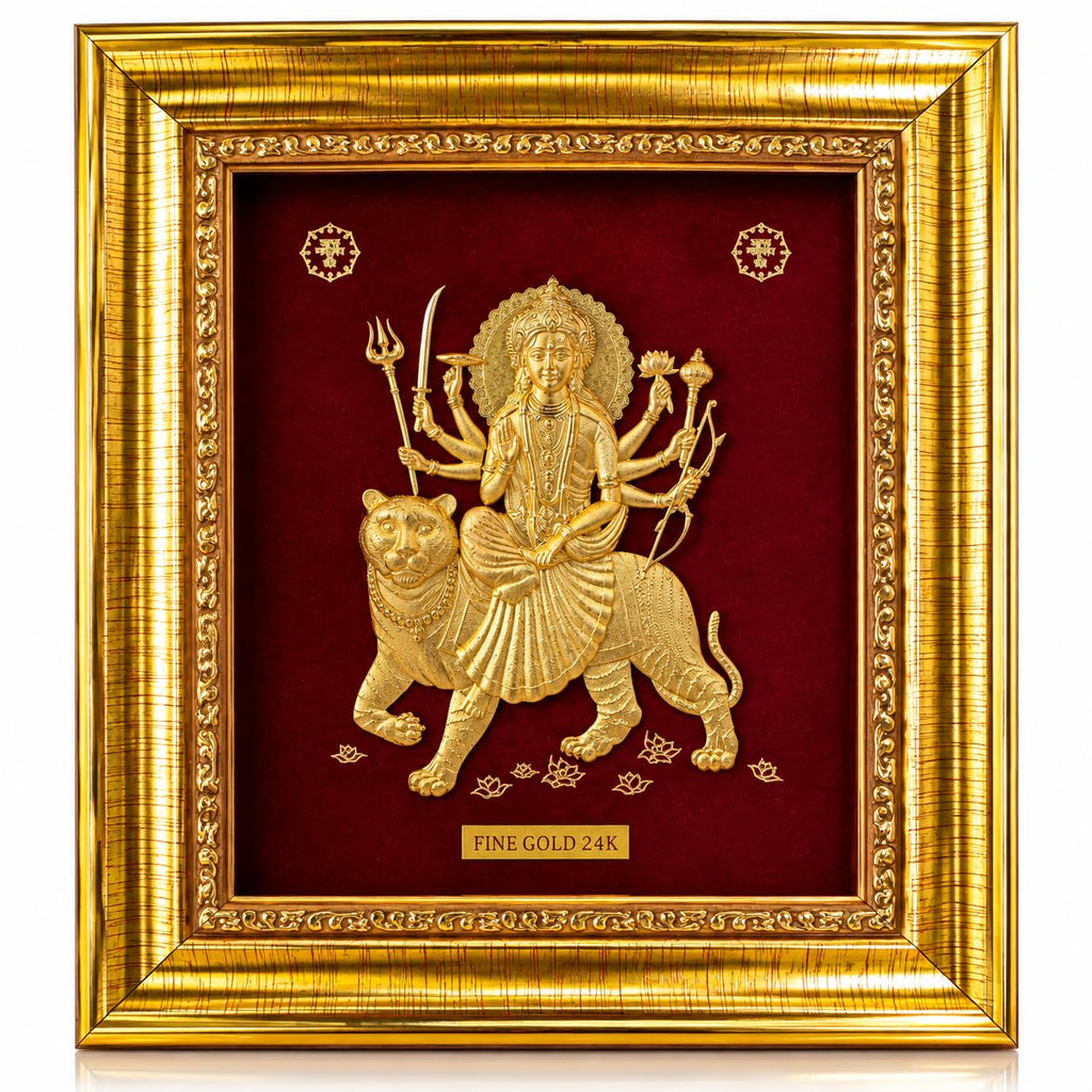 7 x 6 Maa Durga 24K Fine Gold Foil Framed Wall Art
